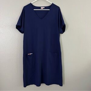 Persifor T-Shirt Dress Women’s XXL Blue Pullover Casual Pockets Cuffed Sleeve